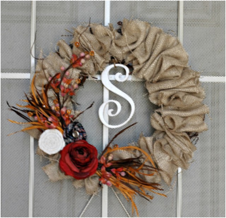 Fall Wreath with burlap