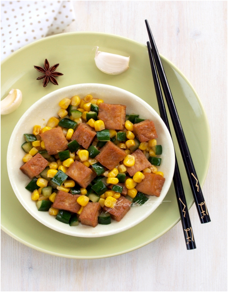 braised-tofu-with-corns-and-cucumbers