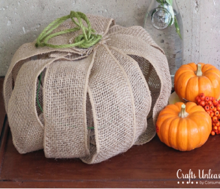 Burlap Ribbon DIY Pumpkin Decor