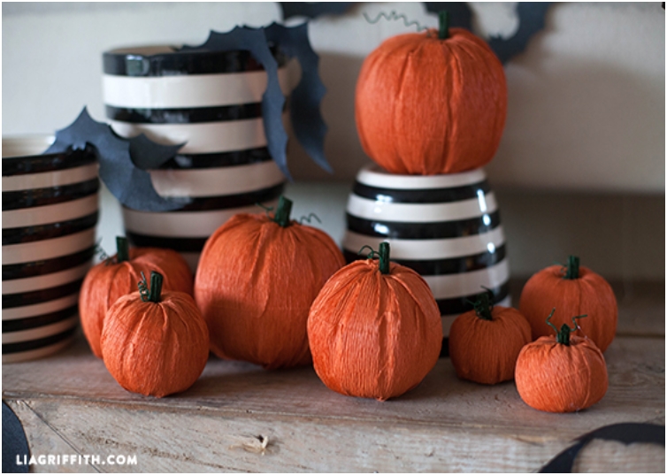 Crepe Paper Craft Fall Pumpkins