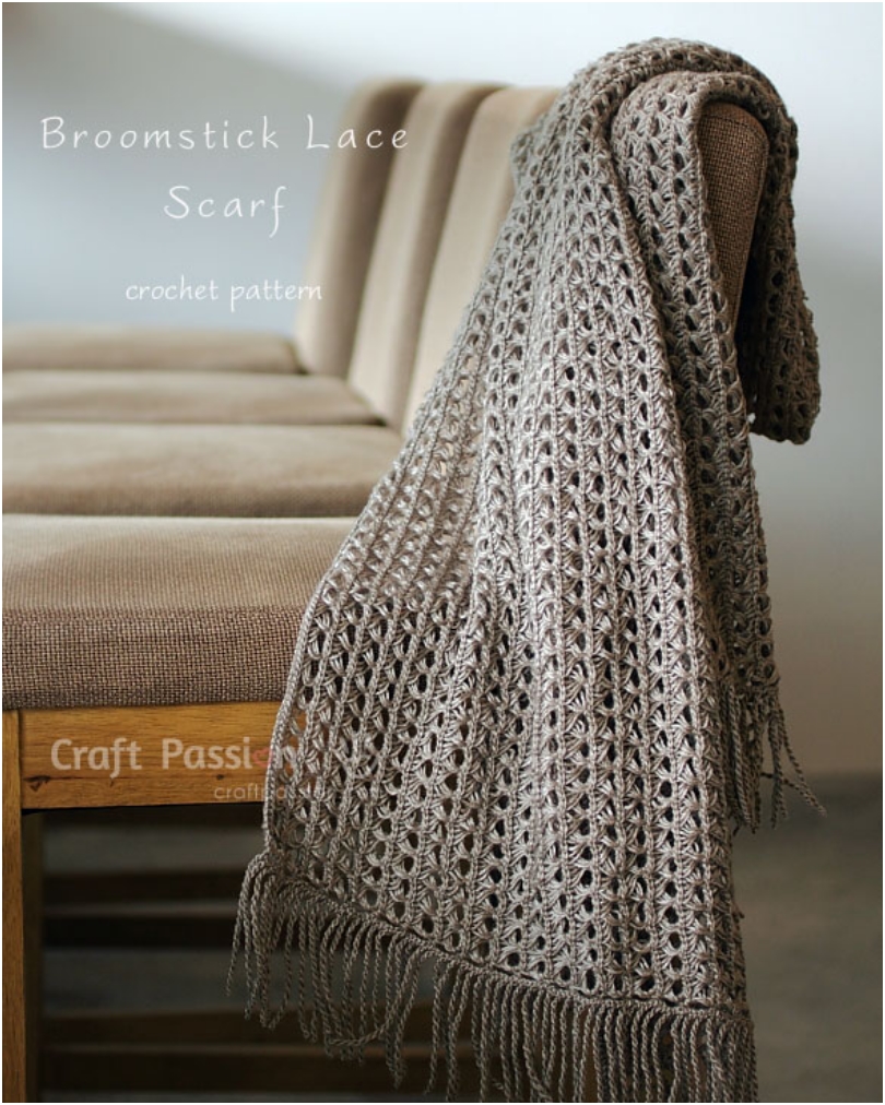Crochet Broomstick Lace Scarf