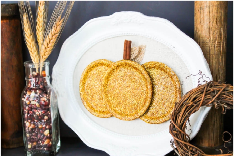 Sparkling Gold Mason Jar Lid Pumpkin