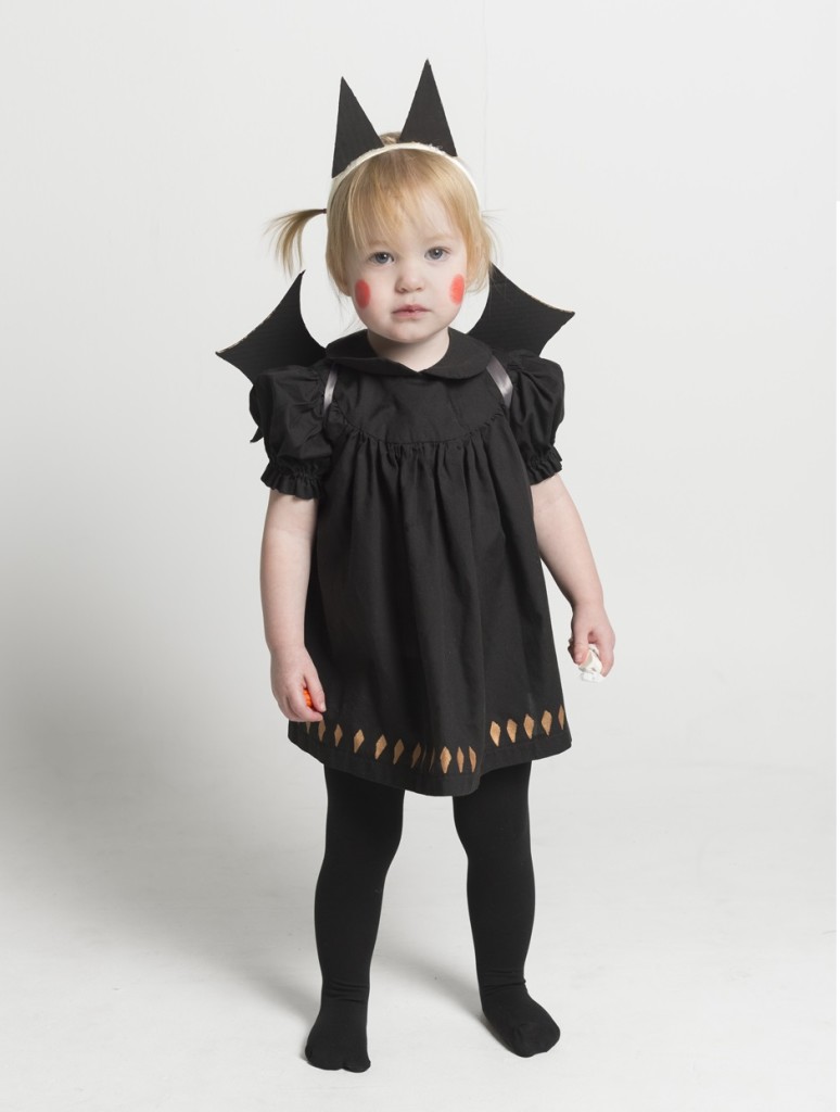 Baby Bat Costume with Cardboard Wings and Ears