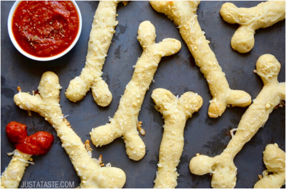 Cheesy Halloween Breadstick Bones