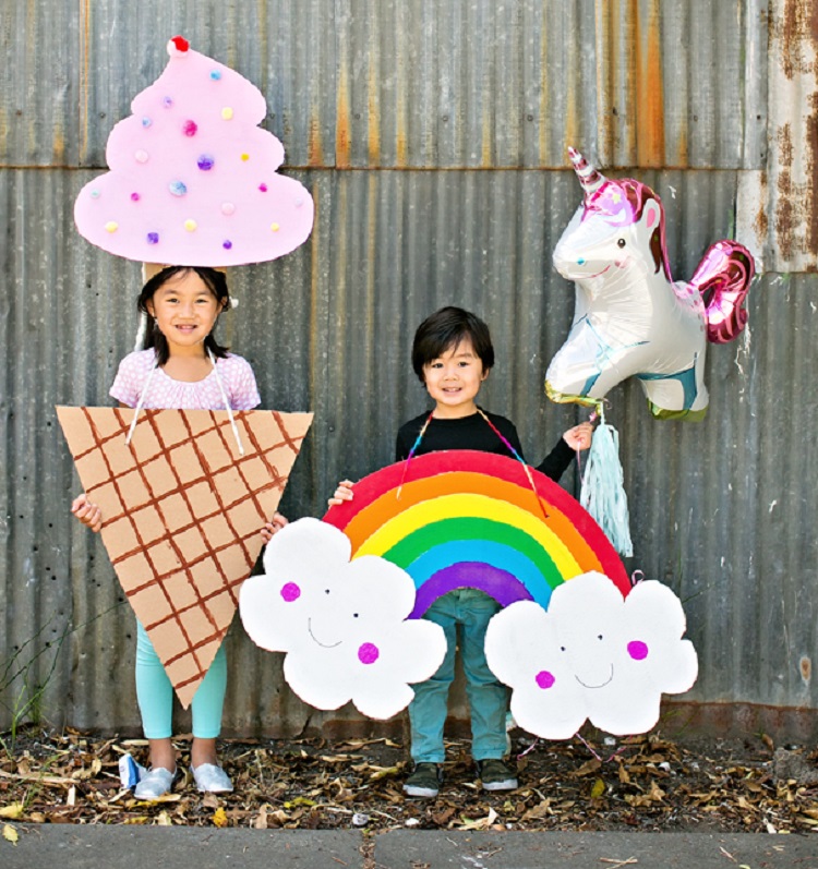 HAPPY CARDBOARD RAINBOW COSTUME