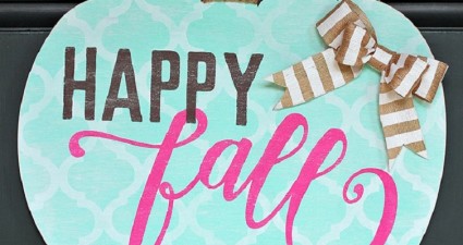 Shabby Chic Happy Fall Pumpkin Door Hanger